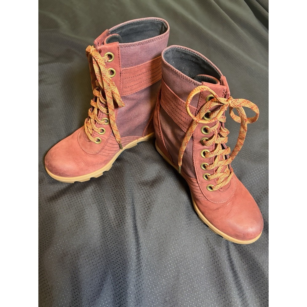 SOREL Hidden Wedge Boot~Joan Arctic Lexi Lace Up Waterproof ~US 8~Rose Leather - Picture 11 of 16